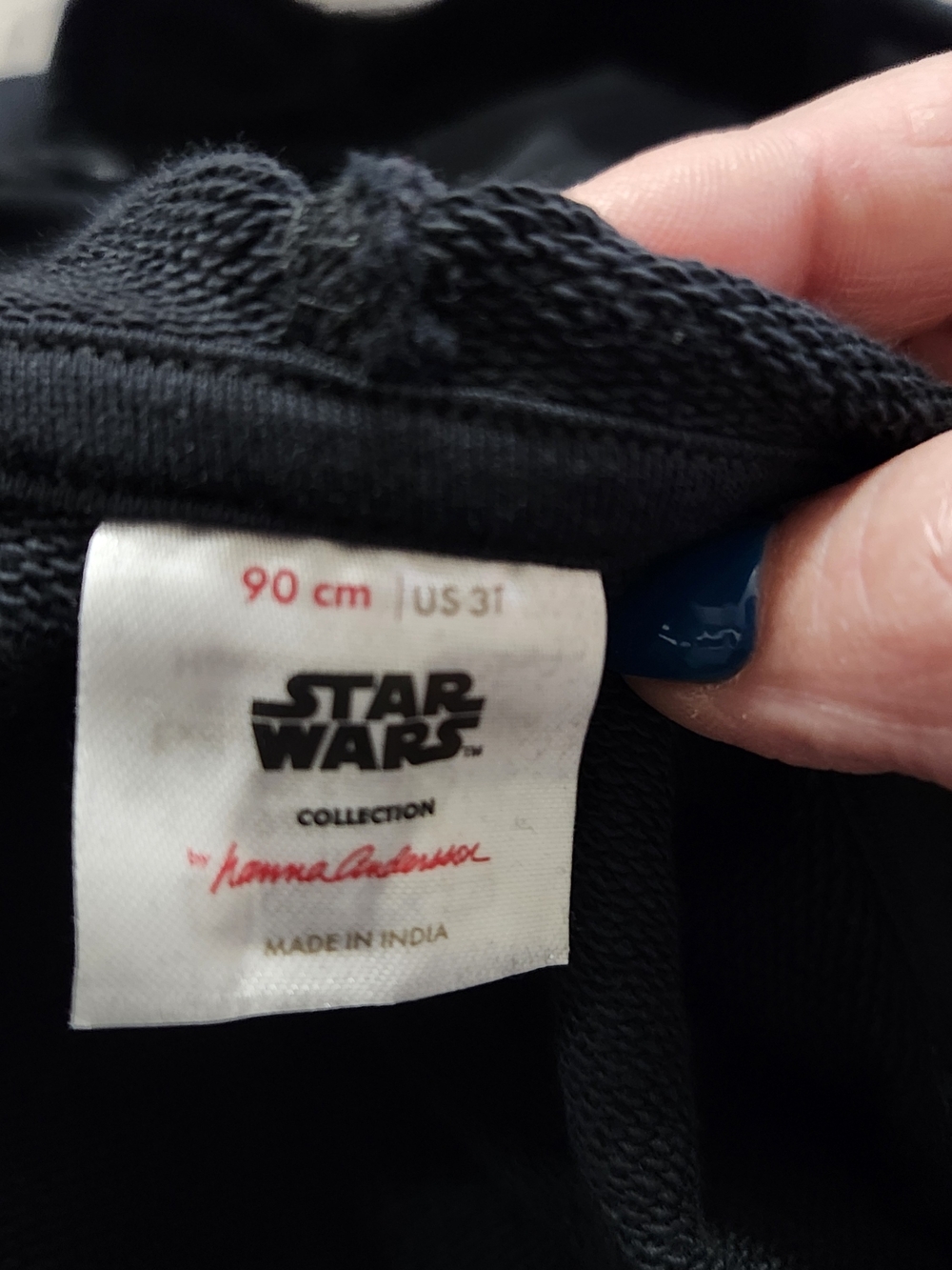 Hanna Andersson Black Vader Zip Hoodie with Red Sleeve Emblem - Picture 3 of 3